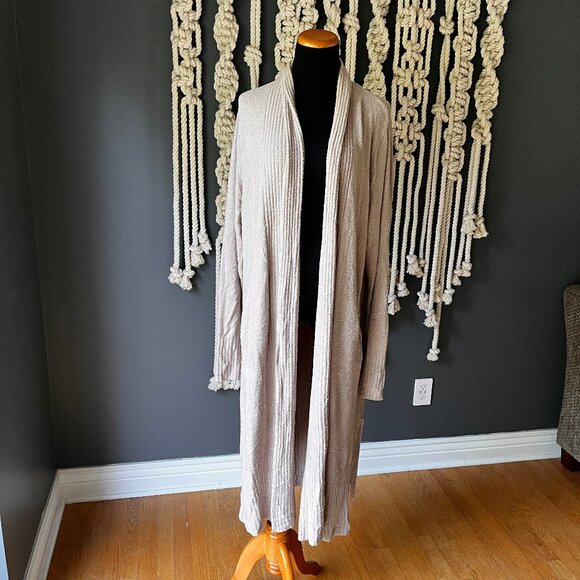 Barefoot Dreams CozyChic Lite Catalina Long Cardigan Beige SZ 2X Lagenlook Cozy - Picture 2 of 10
